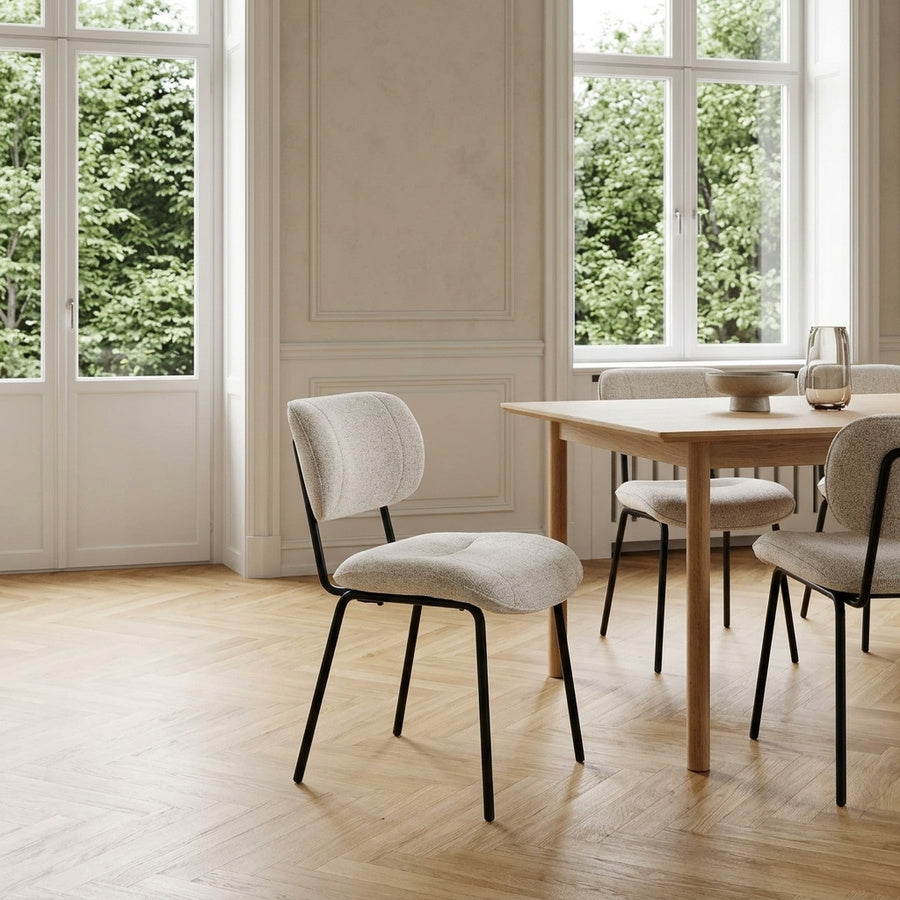 Buffalo Spisebordsstol i Off-White Stof med Sort Stålstel fra Unique Furniture | B49,5xH82,5xD65cm - Billede 1