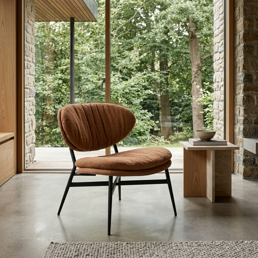 Burma Lounge Stol i Terracotta Stof og Stel i Sort Stål fra Actona | 70x73x76cm - Billede 1