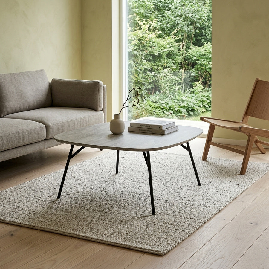 Caracas Sofabord i Grå Marmor River Ru Papir & Stel i Sort Stål fra Actona | B90xD90xH40cm - Billede 1