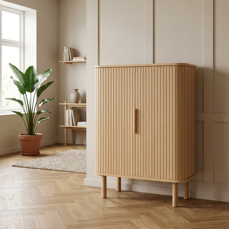 Cavo Skab i Egetræsfiner med Egetræsben fra Unique Furniture | B90xH113xD40cm