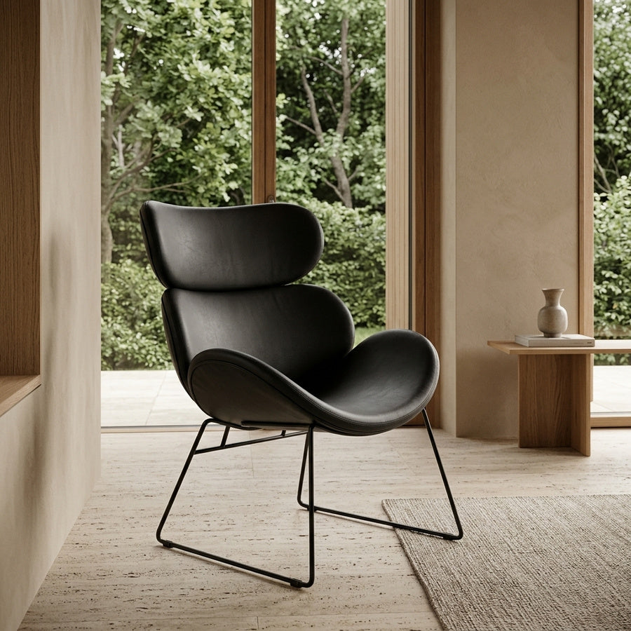 Cazar Lounge Stol i Sort PU og Stel i Sort Stål fra Actona | 69x78,5x90,5cm - Billede 1