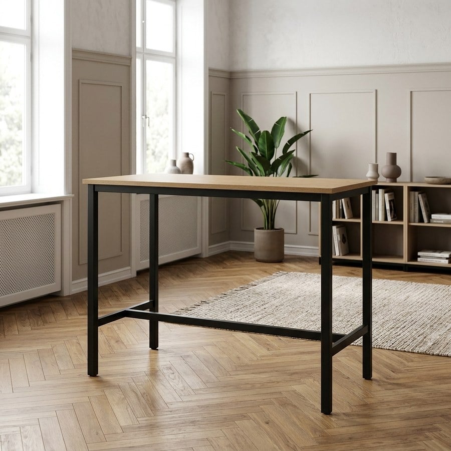 Cesura Barbord i Egetræ og Sort Metal fra Unique Furniture | L120xB60xH105cm