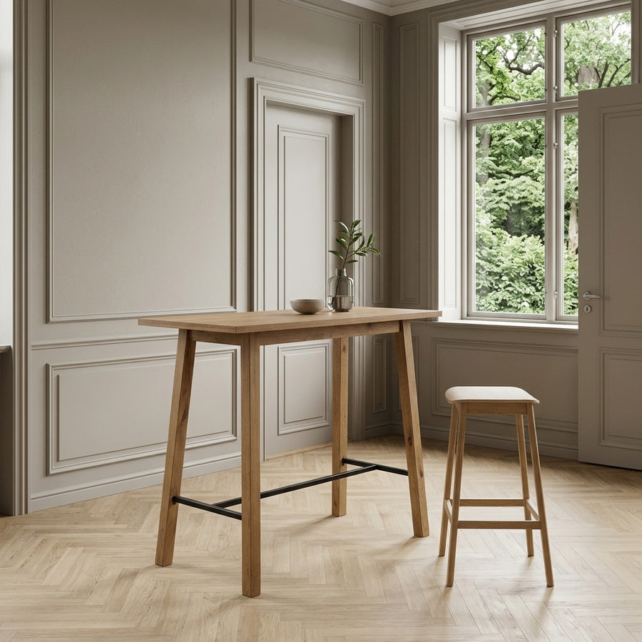 Chara Barbord i Vild Eg Egetræ med Fodstøtte fra Actona | B117xD58xH105cm - Billede 1