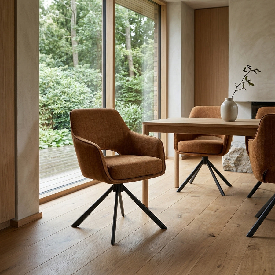 Cowley Spisebordsstol med Armlæn i Rustfarvet Polyester fra Unique Furniture | B59xH85,5xD65cm - Billede 1