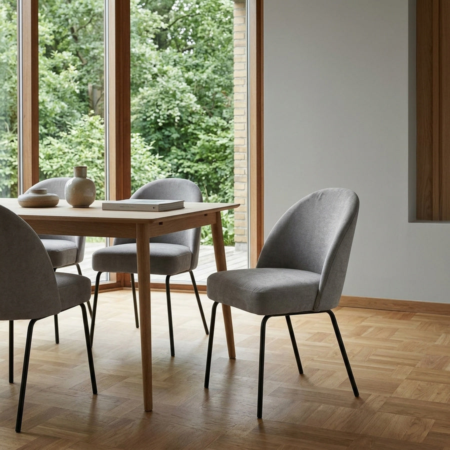 Creston Spisebordsstol i Grå Chenille med Sort Stål Stel fra Unique Furniture | B48,5xH83,5xD57cm - Billede 1
