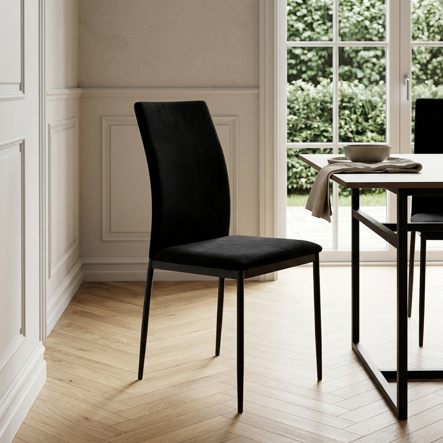 Demina Spisebordsstol i Sort Stof og Stel i Sort Stål fra Actona | 43,5x53x92cm - Billede 1