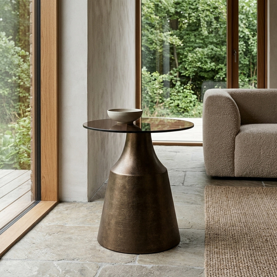 Dunsley Sofabord i Brun Hærdet Glas & Stel i Bronze Stål fra Actona | Ø70x41,5 cm - Billede 1