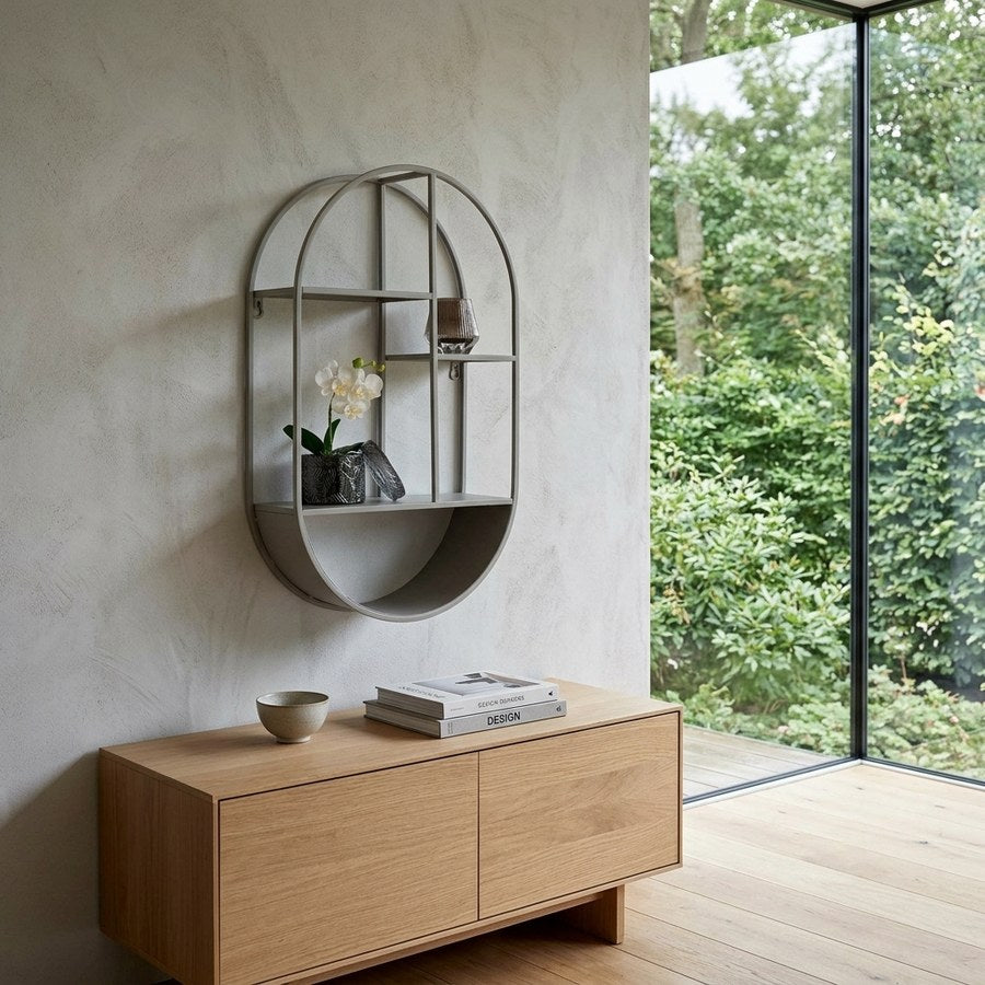 Feira Væghylde i Gråt Metal Fra House Nordic | Oval - 35x15x60 cm - Billede 1