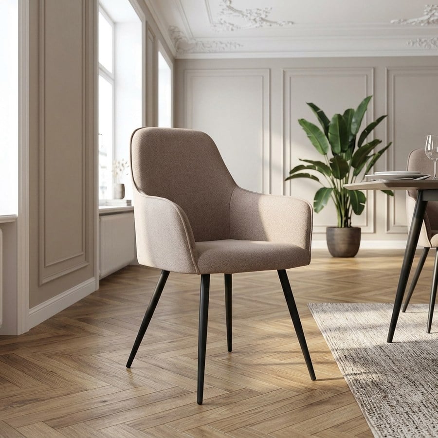 Harbo Spisebordsstol i Stone med Sorte Ben fra House Nordic | L65xB57xH87cm