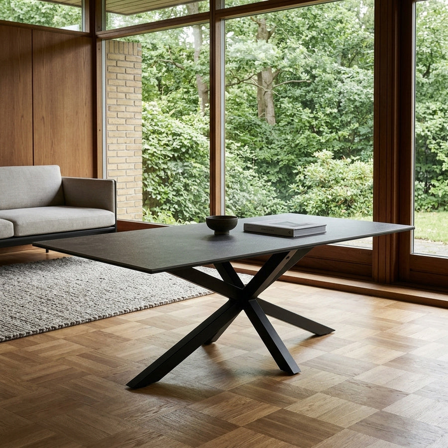 Heaven Rektangulært Sofabord i Sort Fairbanks Keramik & Stel i Sort Stål fra Actona | L130xB70xH46cm - Billede 1