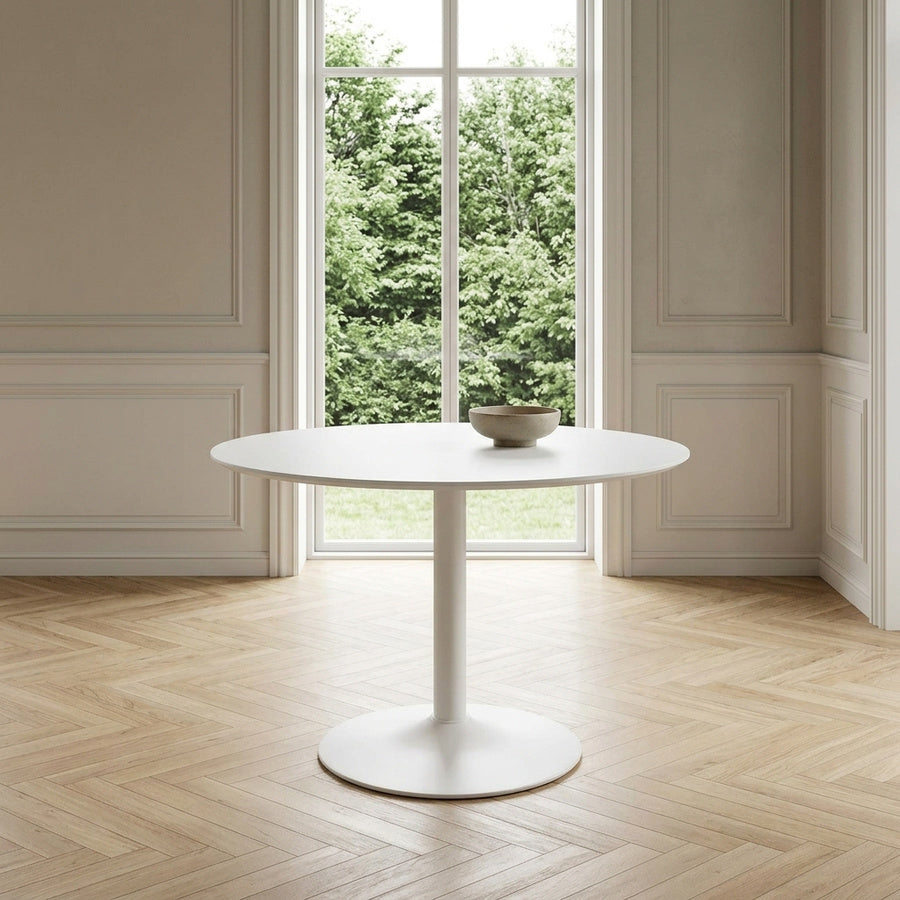 Ibiza Spisebord i Hvid MDF & Stel i Hvid Stål fra Actona | Ø110x74 cm - Billede 1