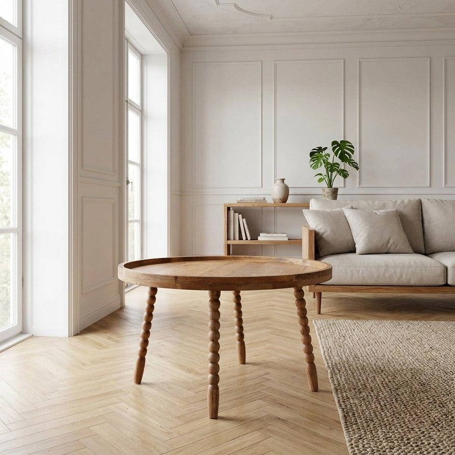 Jammu sofabord i massiv Mangotræ fra House Nordic | H35 Ø60 cm