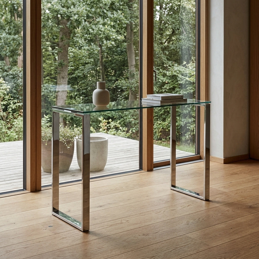 Katrine Konsolbord i Klar Glas & Stel i Krom Stål fra Actona | B110xD40xH76cm - Billede 1