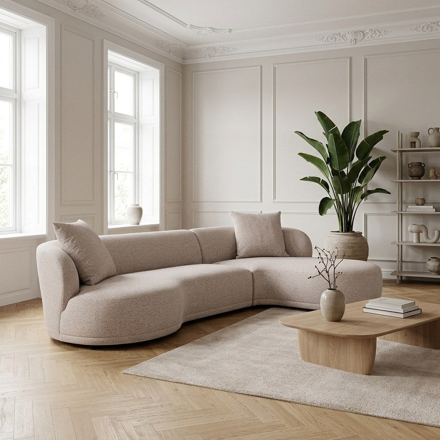 Kingston Sofa med 2 Puder i Natur Fra House Nordic | Højrevendt | Dybde: 67-148 cm