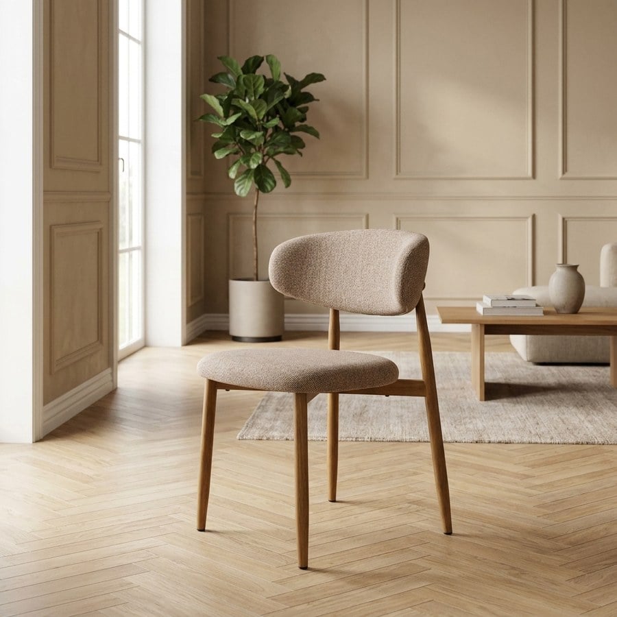 Levanto Spisebordsstol i Sand med Trælook Stålben fra House Nordic | L55xB52xH77cm