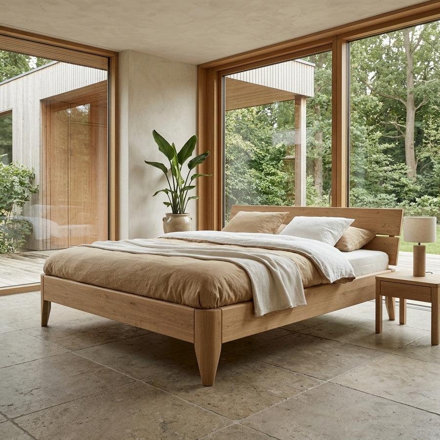 Light Oak Snedker Sengeramme i Lys Massiv Egetræ fra Raw Sleep - Billede 1