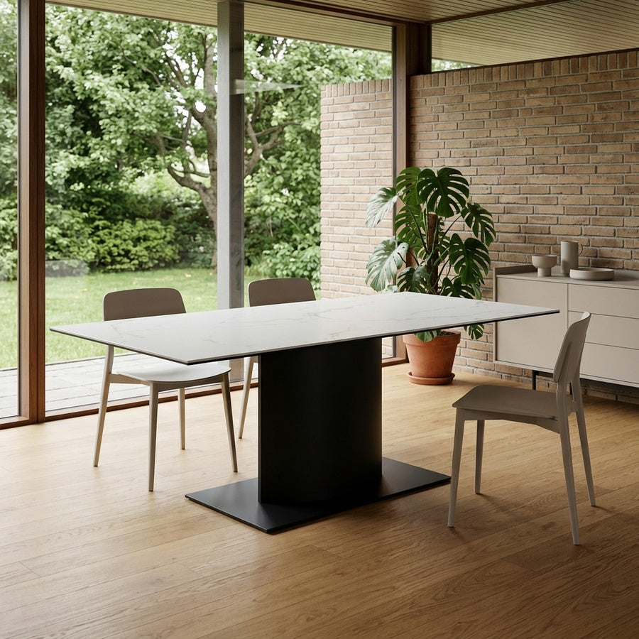 Marbella Spisebord i Hvid Keramik & Stel i Sort Stål fra Actona | L200xB100xH75,5cm - Billede 1