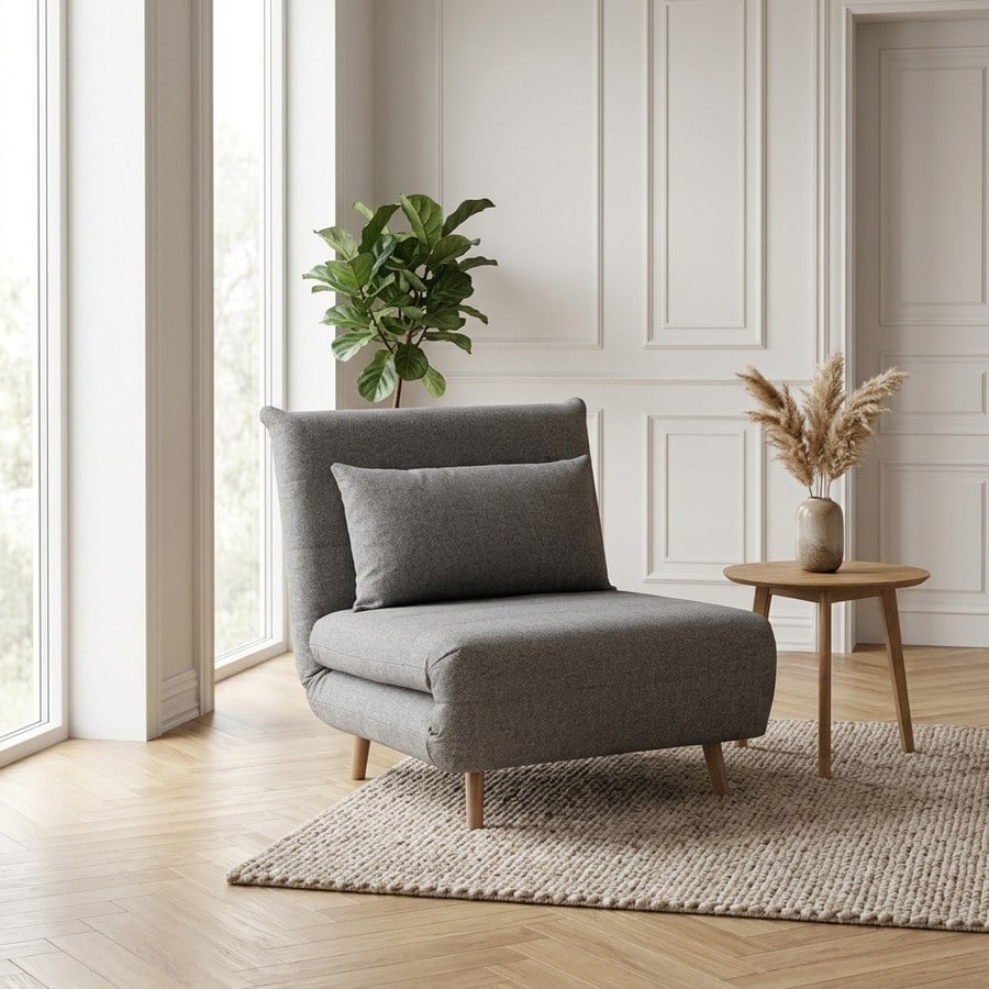 Marlow Sovesofa i Grå Møbelstof med Massive Træben Fra House Nordic | 87-192x26-82x82cm