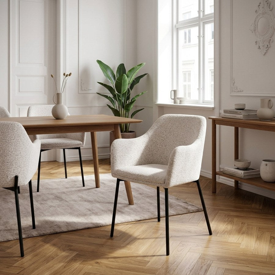 Melilla Spisebordsstol i Hvid Bouclé Fra House Nordic | 56x57x79,5 cm