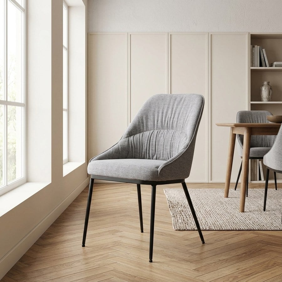 Meridian Spisebordsstol i Polyester med Sort Stål Stel fra Unique Furniture | B51,5xH84,5xD59cm