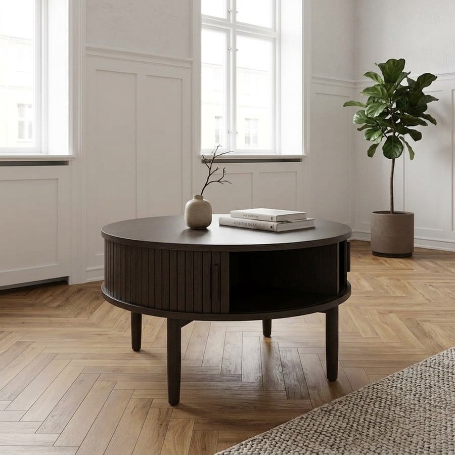 Meta Sofabord i Egetræ og MDF fra Unique Furniture | Ø85xH45cm