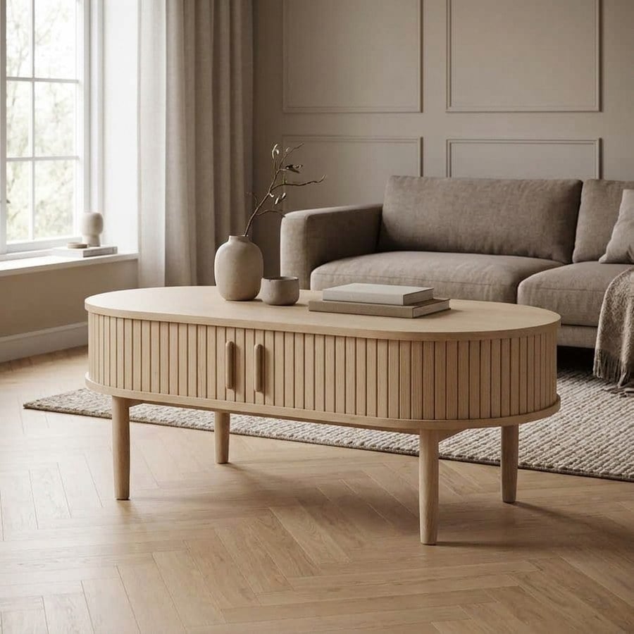 Meta Sofabord i Hvidpigmenteret Egetræ og MDF fra Unique Furniture | L120xB60xH45cm