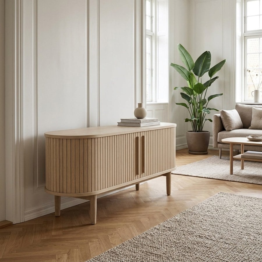 Meta TV Lowboard i Hvidpigmenteret Egetræ fra Unique Furniture | B140xD40xH55.6 cm