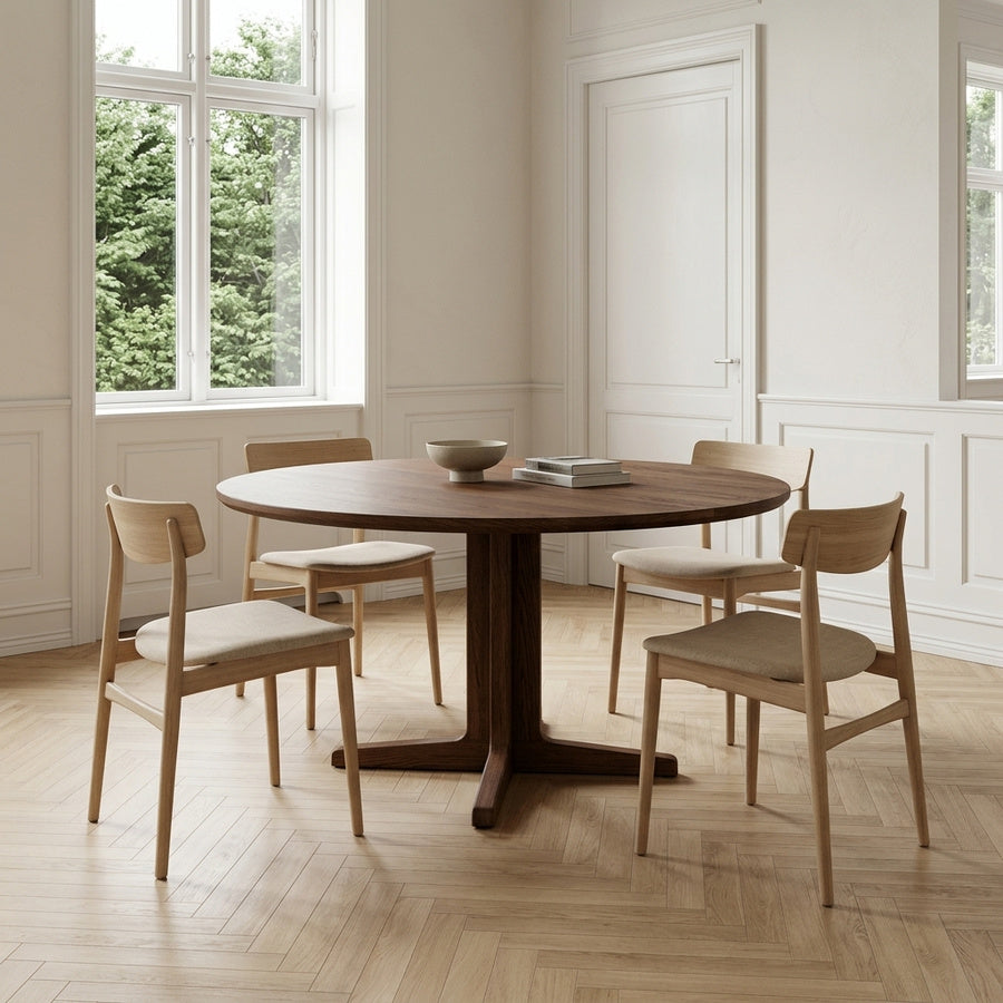 Miami Snedker Spisebord med Udtræk i Massiv Egetræ & Mocca Olie fra House Of Sander | Ø128-150cm. H3cm. - Billede 1 – fra Unique Beds, Home & Living