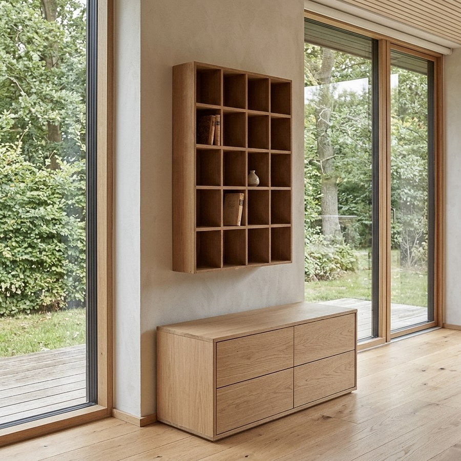 Moss Væghylde/ Sættekasse med små rum i Massiv Fyrretræ Fra House Nordic | 44x10x63 cm - Billede 1