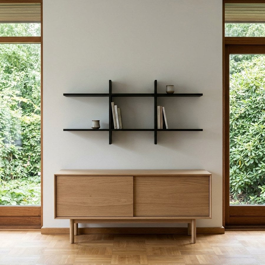 Mostar Væghylde i Sort Fyrretræ fra House Nordic | B86xD10xH38 cm - Billede 1