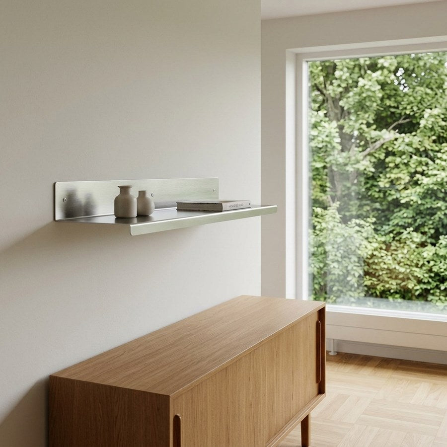 Nagoya Væghylde i Sølv Børstet Rustfrit Stål fra House Nordic | B15xL40xH8 cm - Billede 1