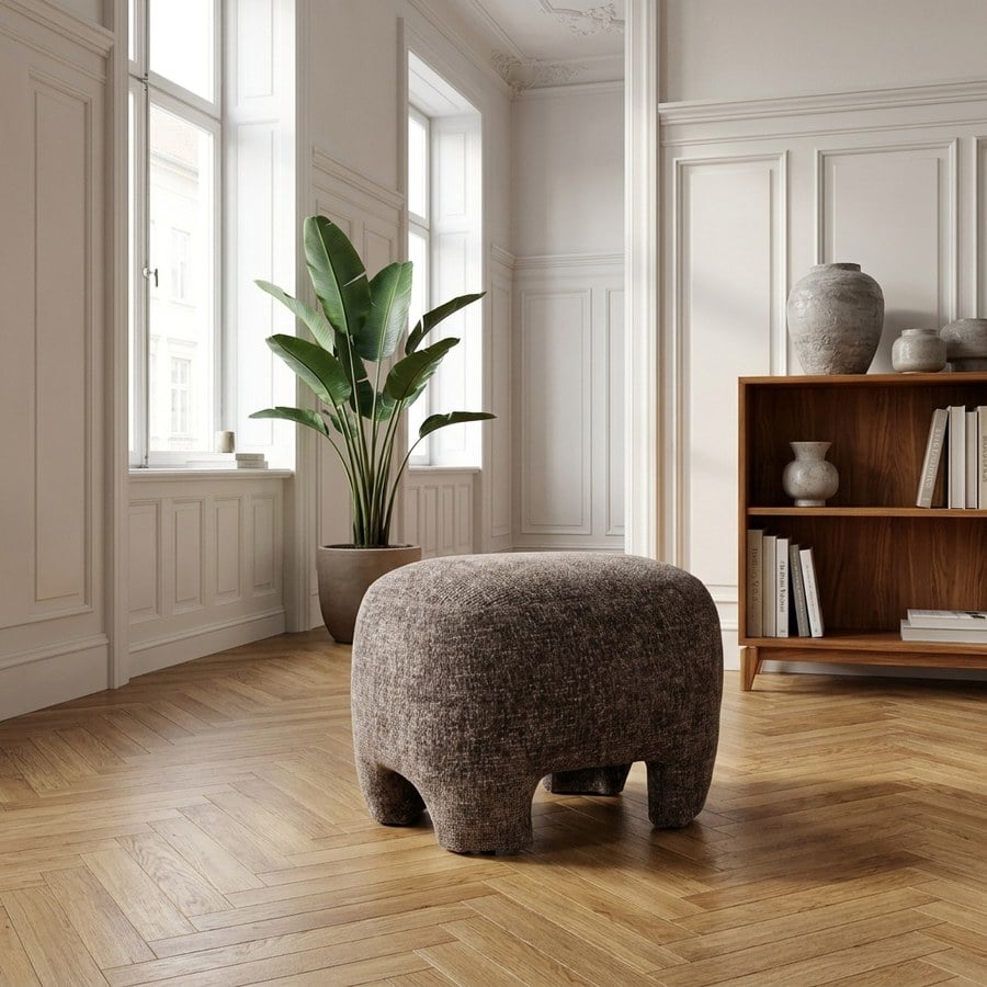 Nazare Puf i Grå/Brun Møbelstof fra House Nordic | L53xB41xH38cm