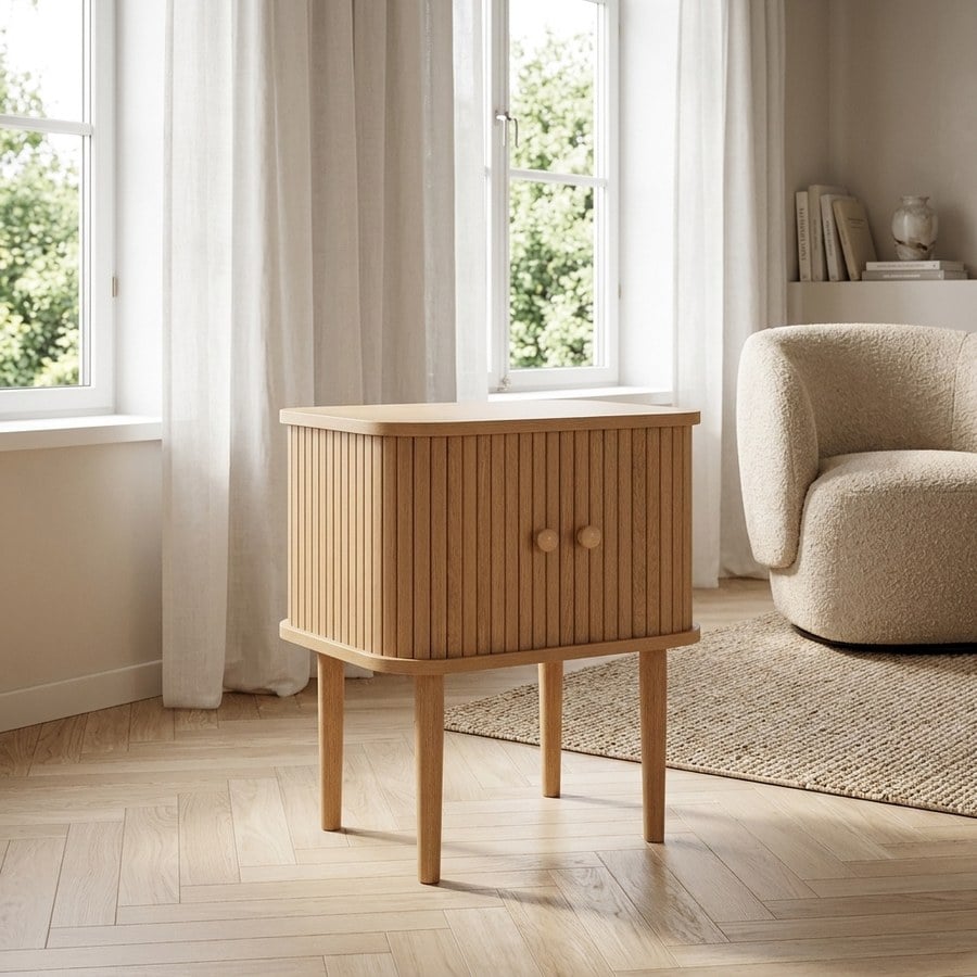 Nikko Hjørnebord/Sidebord med 2 Låger i Natur 45x40x50,5 cm fra House Nordic | L45xB40xH50,5