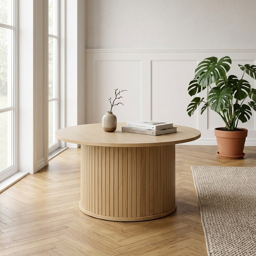 Nola Sofabord i Natur Egetræ fra Unique Furniture | Ø90x45 cm
