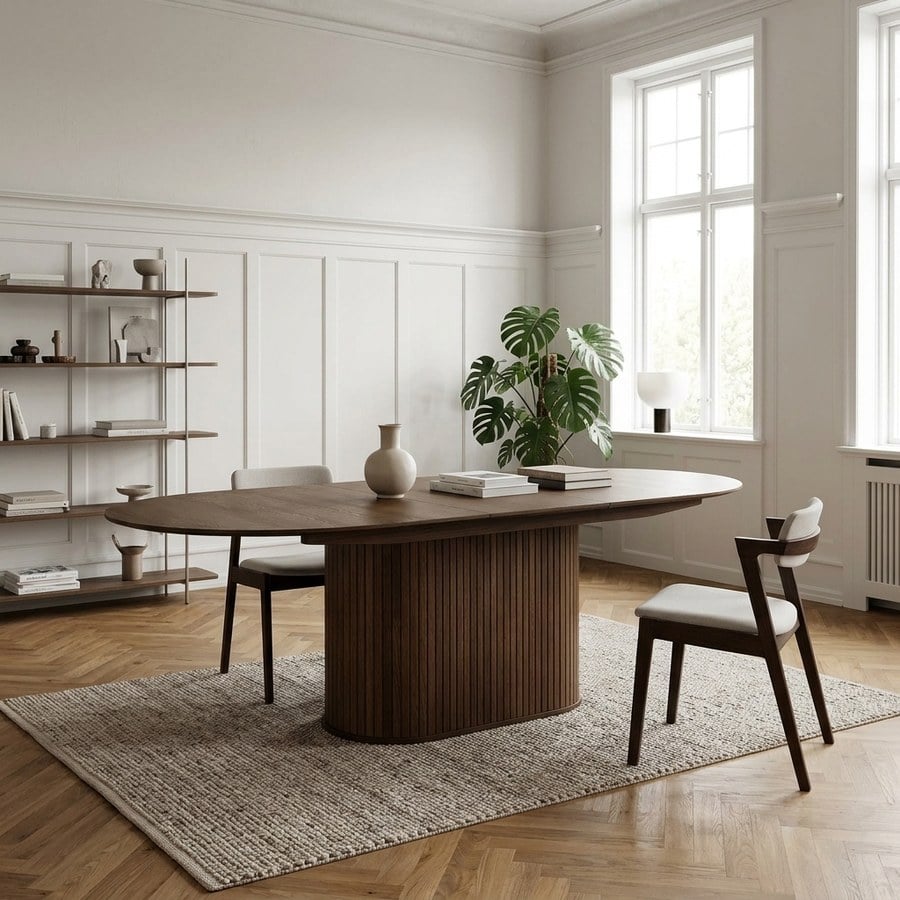 Nola Spisebord i Røget Egetræ fra Unique Furniture | B95xL180-230xH75cm