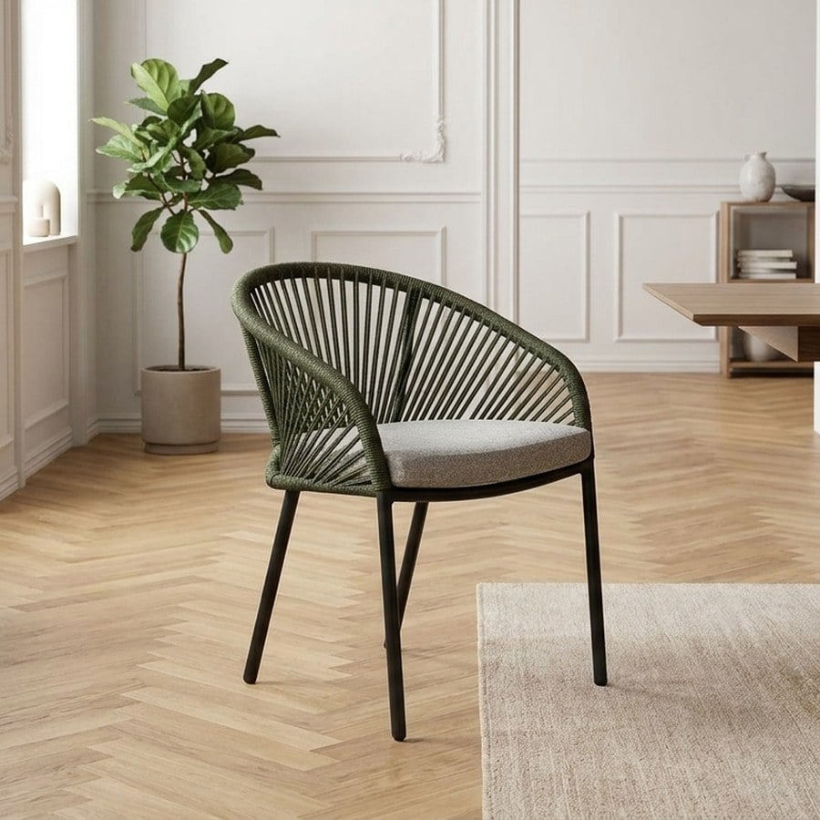 Novella Spisebordsstol Grå/Grøn med Aluminium Stel fra House Nordic | 57.5x63.5x77cm