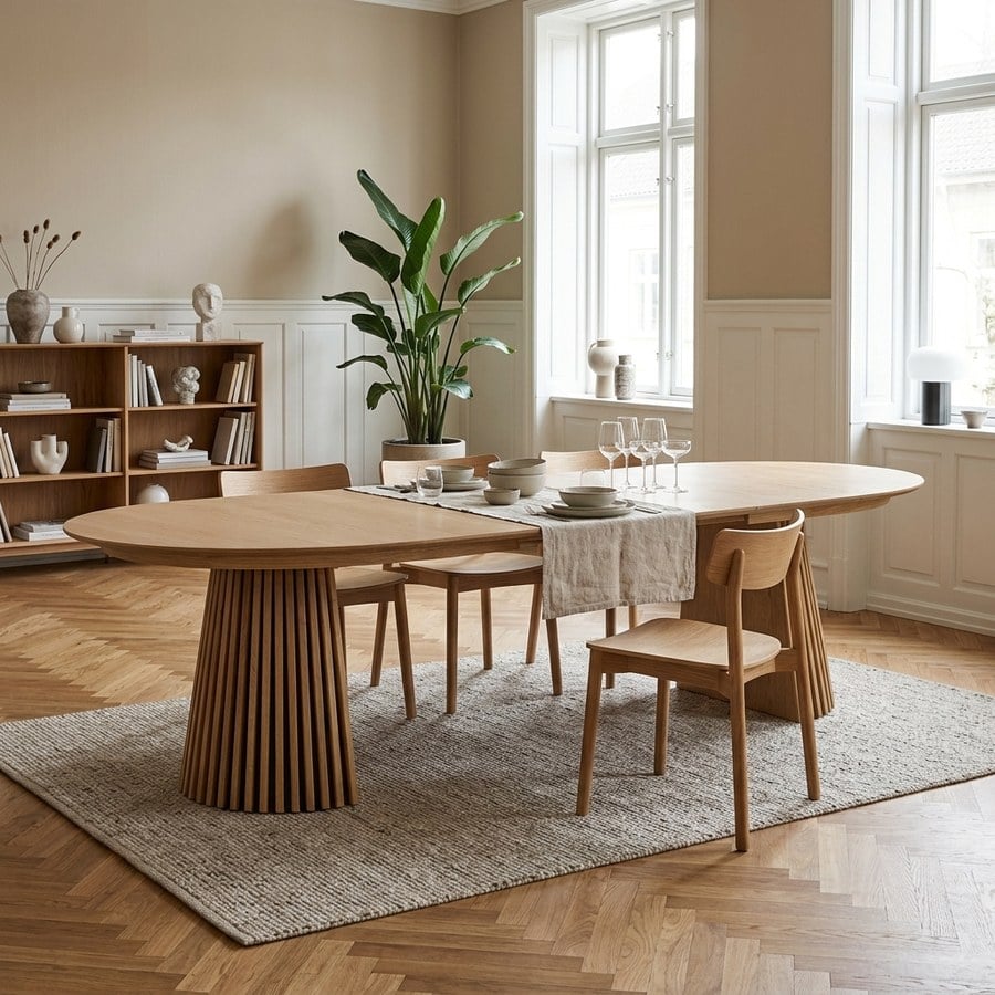 Osaka Spisebord i Natur Egetræ med 2 Tillægsplader fra House Nordic | BDH 120x200-250-300x75 cm
