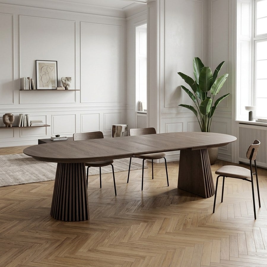 Osaka Spisebord i Smoked Egetræ med 2 Tillægsplader fra House Nordic | LxBxH 200-300x120x75 cm