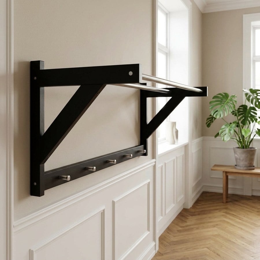 Padova hattehylde i sort træ og stål fra House Nordic | 78x32 cm