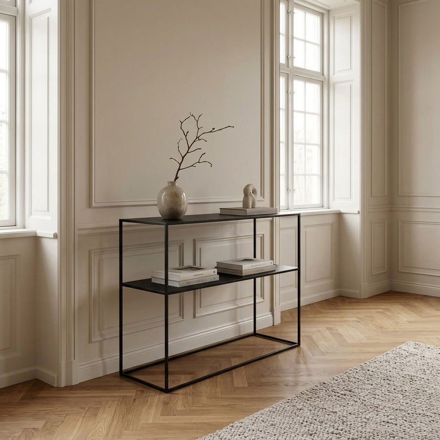 Pebble Gladbach Konsolbord i Sort Metal fra Unique Furniture | B90xH80xD35cm