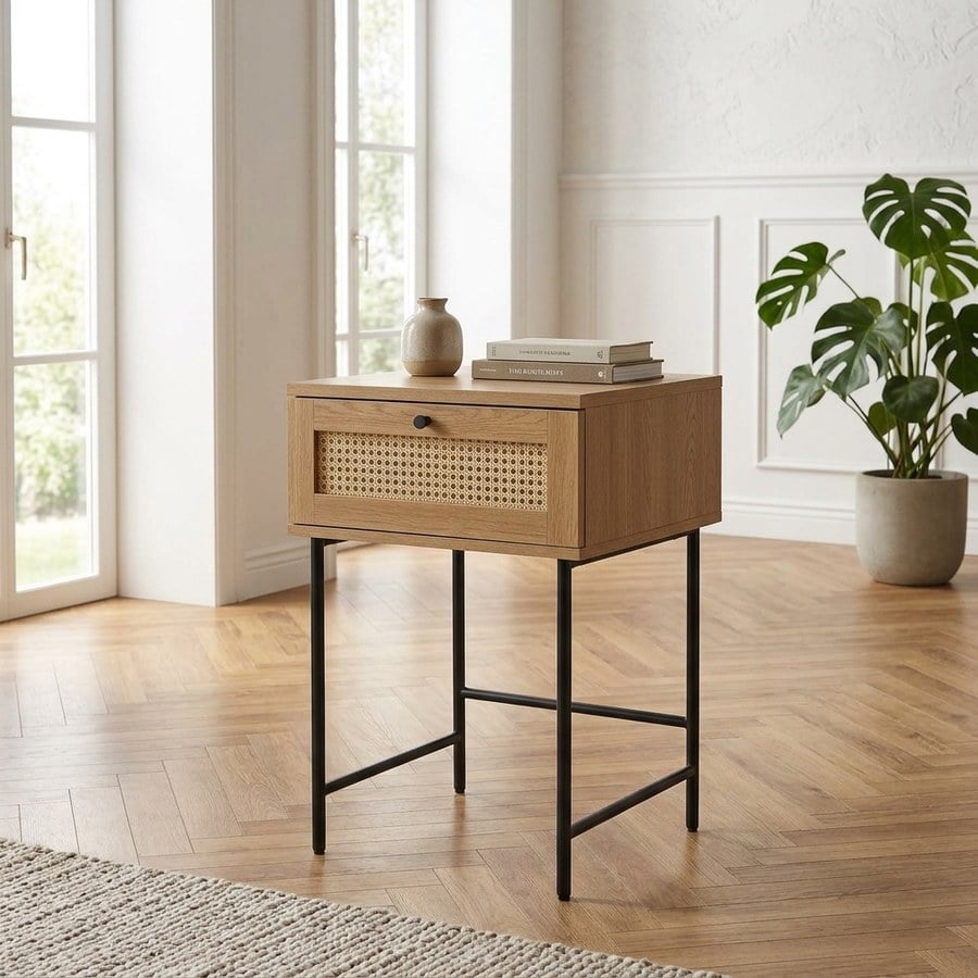 Pensacola Sidebord i Egetræ og Polyrattan fra Unique Furniture | B45xD45xH70cm – fra Unique Beds, Home & Living