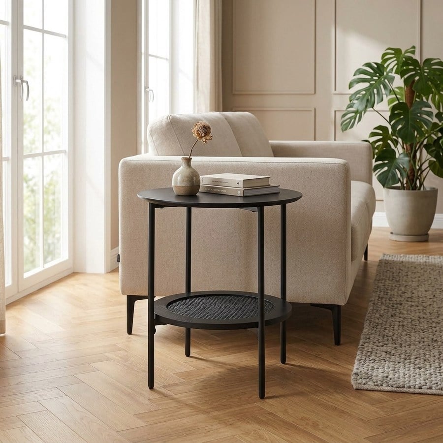 Pensacola Sidebord i MDF og Polyrattan fra Unique Furniture | Ø50xH50cm
