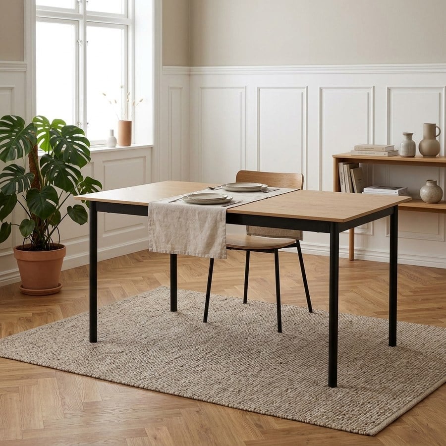 Pensacola Spisebord i Egetræ og Sort Metal fra Unique Furniture | L140xB85xH75cm