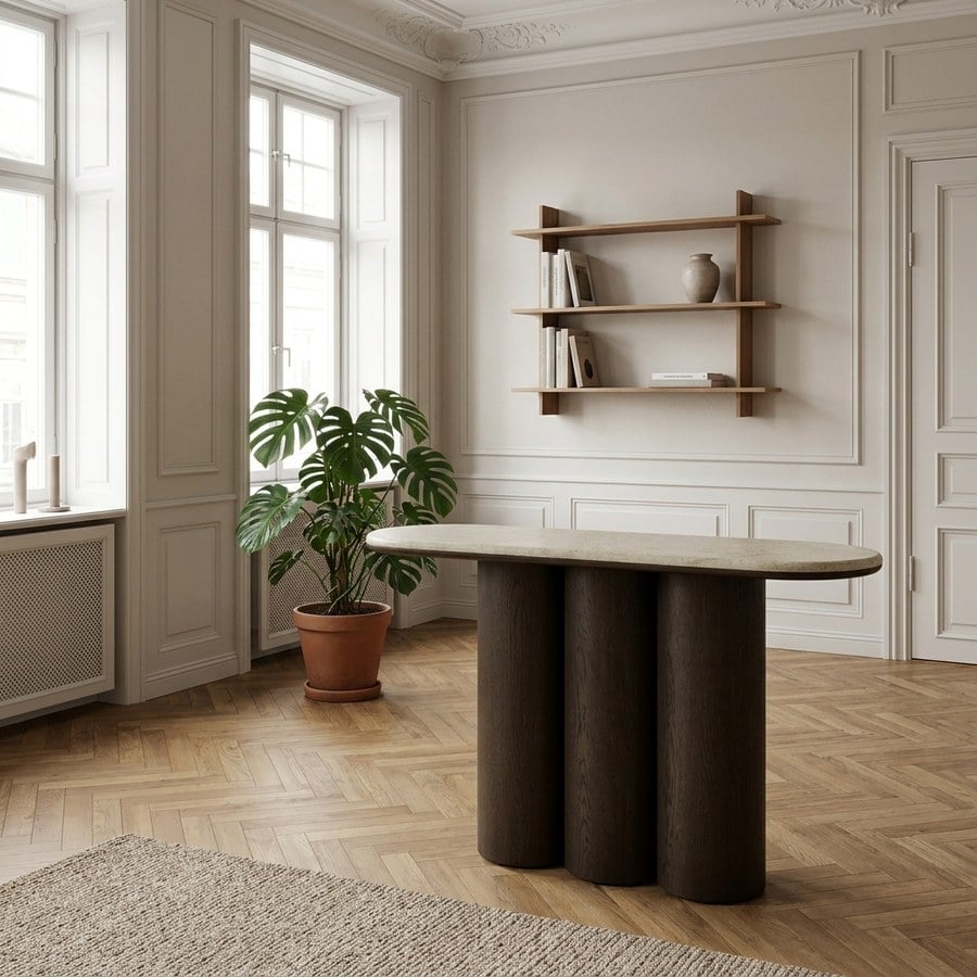 Piazze Konsolbord i Espresso Olie &amp; Bursa Marmor fra Unique Furniture | B120xD38xH75 cm