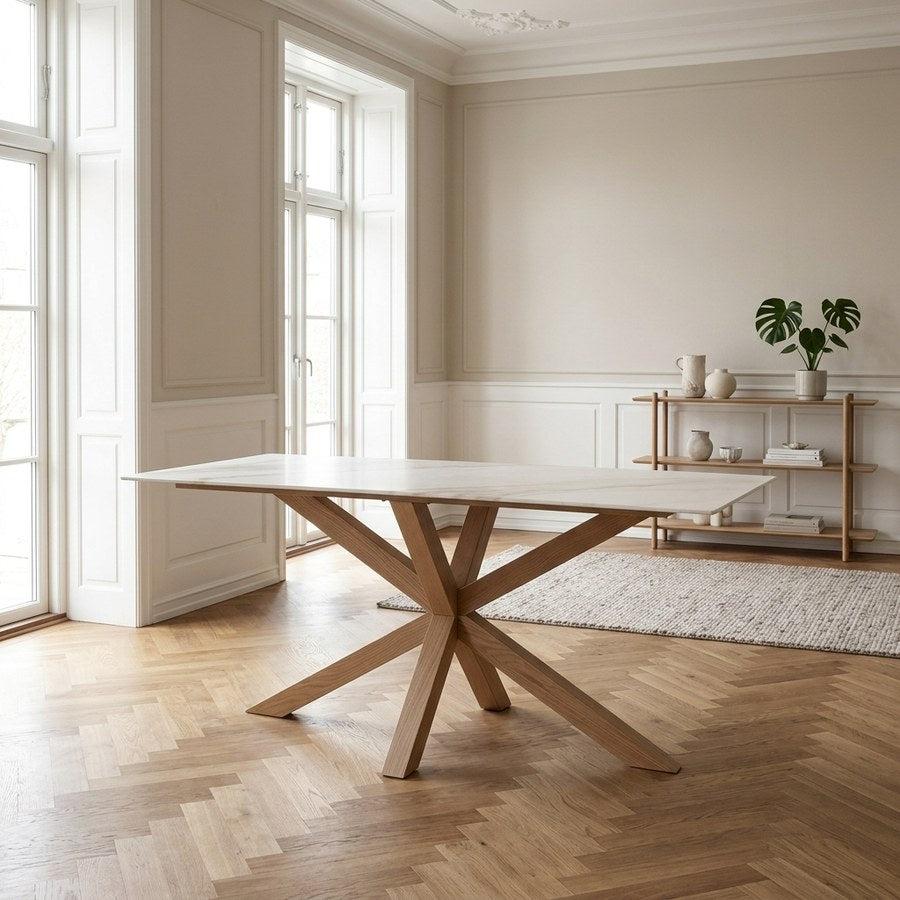 Ravello Spisebord i Natur Egetræ og Keramik fra Unique Furniture | 90x160x75,5cm