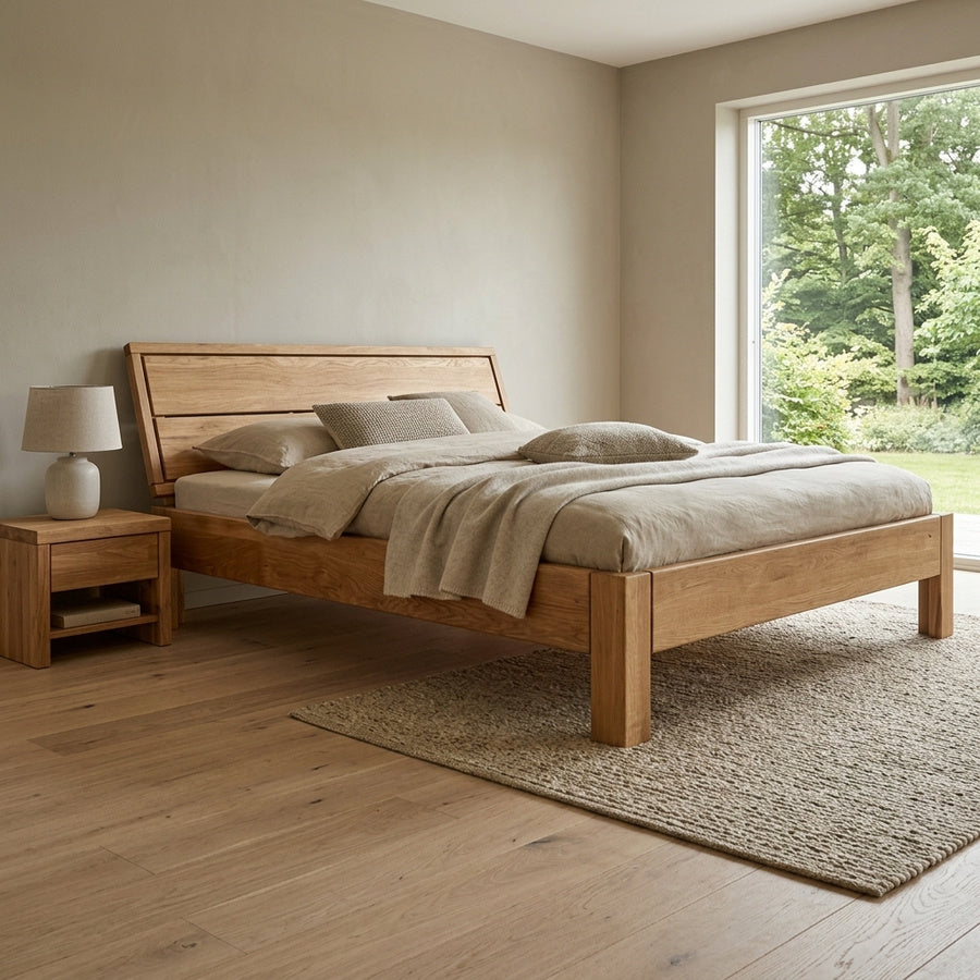 Raw Line Square Snedker Sengeramme i Massiv Egetræ fra Raw Sleep - Billede 1