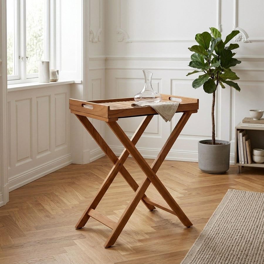 Ronda Bakkebord i Natur Fra House Nordic | Teaktræ - 60x40x70 cm