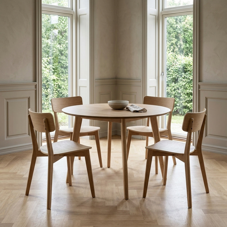 Roxby Spisebord i Eg Egetræ & Stel i Mat Bejdset Eg Gummitræ fra Actona | Ø105x76 cm - Billede 1
