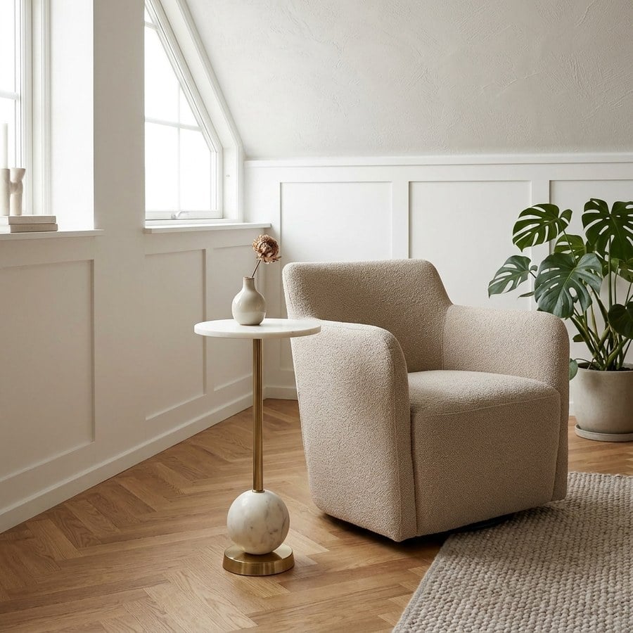 Salo Hjørnebord i Messing og marmor fra House Nordic | H54 Ø25,5 cm