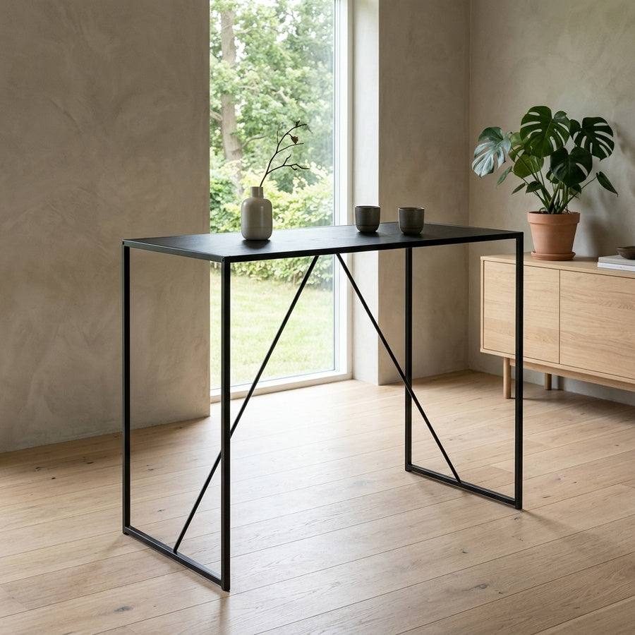 Seaford Barbord i Sort Ask MDF & Stel i Sort Stål fra Actona | B120xD60xH105cm - Billede 1